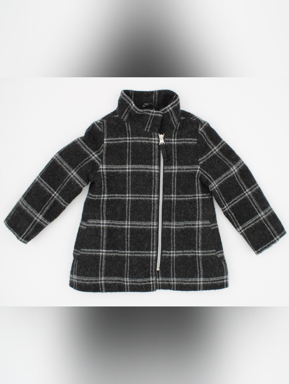 Cherokee Girls Plaid Peacoat Jacket Black Grey White 2T
